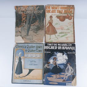 4pc Set Of Antique Oversized Sheet Music