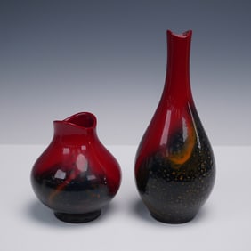 2pc Royal Doulton Flambe Sung Vases