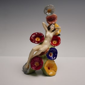 Carlton Ware Figurine, The Carlton Girl, Hollyhocks