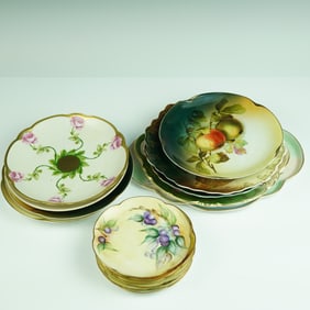 16 Hand-Painted Porcelain Plates by Louise Bavaria, M&Z Bavaria & Others