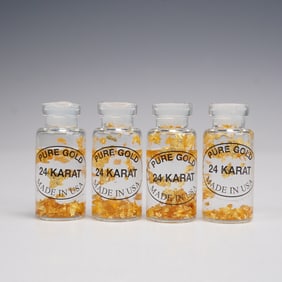 4pc 24K Pure Gold Flake Display Bottles