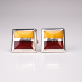 Mid Century Modern Amber & Baltic Butterscotch Cufflinks