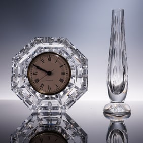 2pc Waterford Crystal Clock & Bud Vase