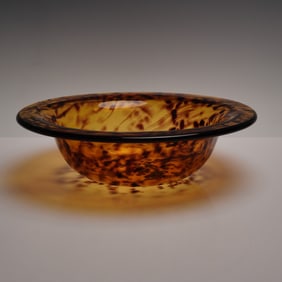 Large Vintage Tortoise Art Glass Bowl