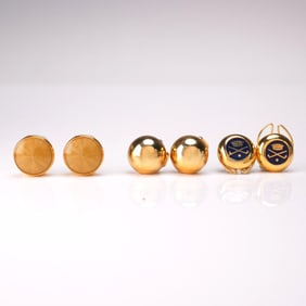 3 Pairs Gold Tone Button Covers w/ Montblanc Germany & Made in Italy