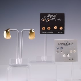 8 Pair Ladies Post Earrings Including Monet Hoop & Stud Sets