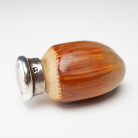 James Macintyre & Co. Ceramic Hazelnut Perfume Bottle with Silver Top
