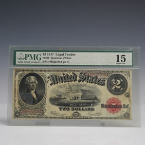1917 $2 United States Legal Tender PMG Graded 15 Choice Fine