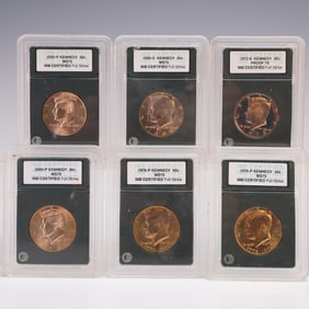 6pc 1972 -2000 Minted Kennedy Half Dollar Coins INB Graded