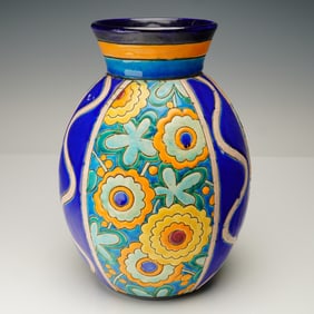 Boch Keramis by Raymond Chevallier Art Deco Floral Vase, D2810