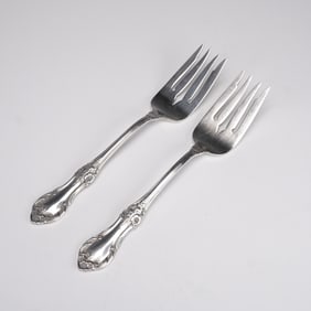 2pc International Sterling Silver Wild Rose Salad Forks