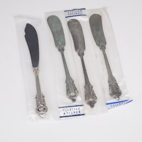 4pc Wallace Sterling Silver Grande Baroque Butter Spreaders