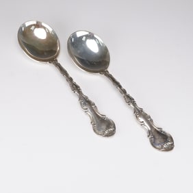 2pc Gorham Sterling Silver Strasbourg Teaspoons