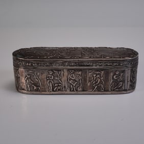 European Repousse Silver Figural Scene Snuff Box