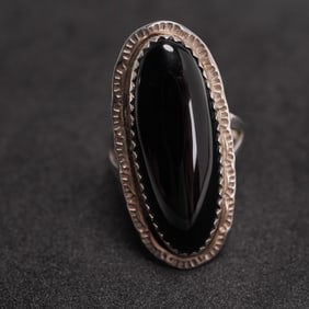 Sterling Silver and Black Onyx Gemstone Ring