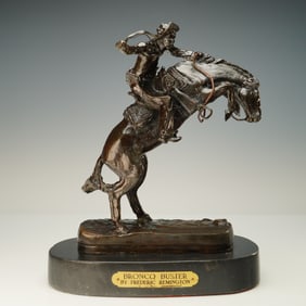 After Frederic Remington, The Bronco Buster - Cast Bronze Sculpture