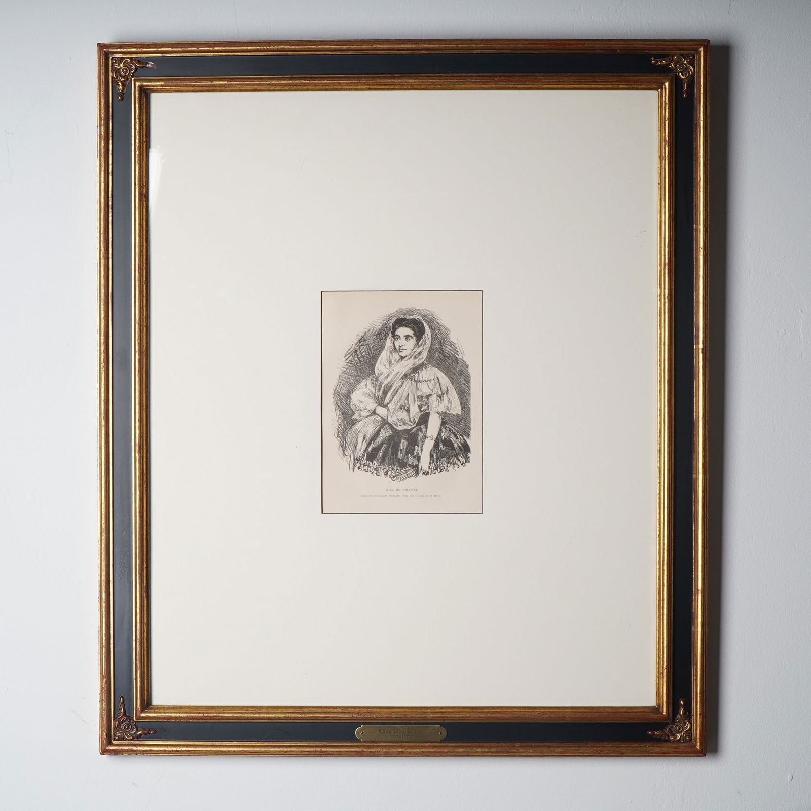 Edouard Manet (Aft.) Lola de Valence, Engraving by Jacques Beltrand: This exquisite etching on paper, Lola de Valence, is an engraving by Jacques Beltrand after the original lithograph by Edouard Manet, one of the most influential figures in 19th-century art and a pivo
