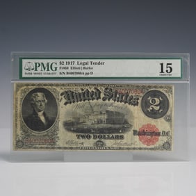 1917 $2 Legal Tender Banknote PMG Graded Choice Fine 15