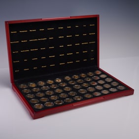 Complete 50 Statehood Quarters Collection in Red Display Case
