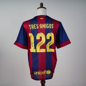 Authentic Barcelona Tres Amigos Signed Shirt Messi, Suarez & Neymar w/ COA