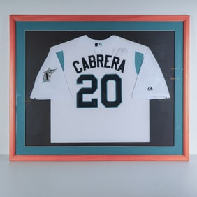 Framed Miguel Cabrera Autographed Florida Marlins Jersey