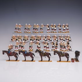 55pc Painted Metal Toy Soldiers, El Templario Infantry and Horses