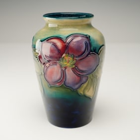 Moorcroft Pottery Small Flambe Vase, Clematis