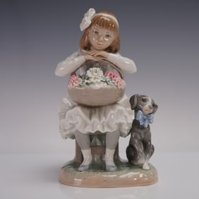 Lladro Porcelain Figurine, Girl with Flowers 1001088