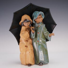 Lladro Porcelain Figurine, Under The Rain 1012077