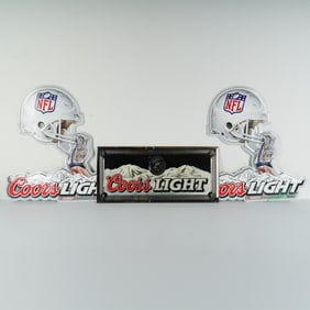 3pc Coors Light NFL Football Advertising Signs & Mirror