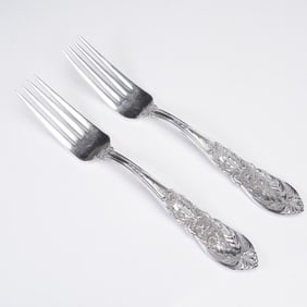 Pair of International Silver Stieff Rose Sterling Silver Dinner Forks