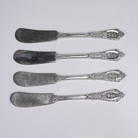 4pc Wallace Rose Point Sterling Silver Butter Spreaders