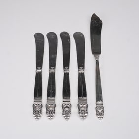 5pc International Silver Royal Danish Sterling Silver Dining Knife Set
