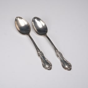 Pair of International Silver Wild Rose Sterling Silver Teaspoons