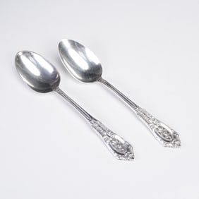 Pair of Wallace Rose Point Sterling Silver Teaspoons