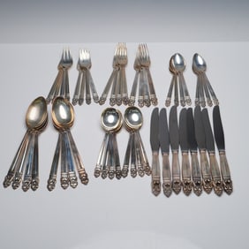 48pc International Sterling and Insico Flatware Set, Royal Danish