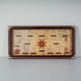 Nautical Knot Framed Display with Vintage Map and Ship's Wheel