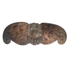 2pc Large Silver and Copper Floral Repousse Buckles