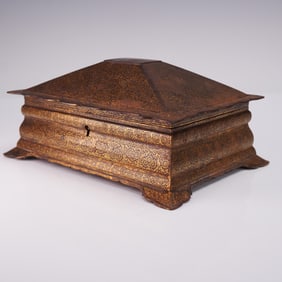Indian Gold and Silver Overlay Iron Koftgari Box