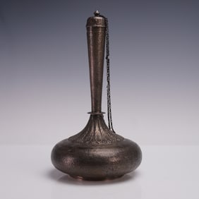 Indian Foliate and Floral Silver Surahi Ewer