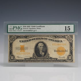 1922 $10 Gold Certificate Banknote PMG Graded Choice Fine 15