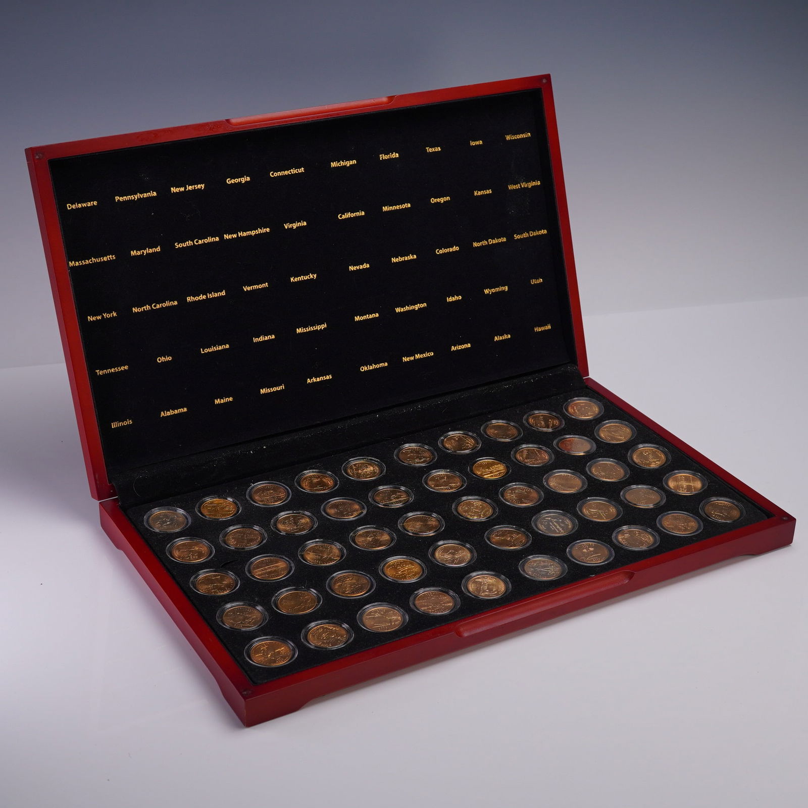 Set of 50 U.S. Statehood Quarters in Wooden Display Case (1 of 6)