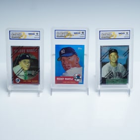 3pc WCG Graded Mickey Mantle Cards, Finest & Chrome Reprints