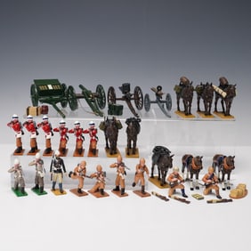 25pc British Colonial Military Toy Set with Soldiers, Cannons & Pack Horses
