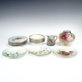 14pc Hand Painted Porcelain Vase and tableware Collectibles