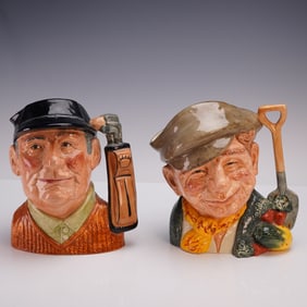 2pc Royal Doulton Character Jugs, The Gardener D6630, Golfer D6623