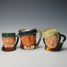 3pc Royal Doulton Character Jugs, Sairey Gamp, Tony Weller & Mr Micawber