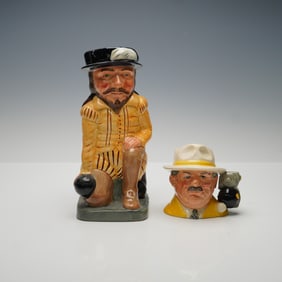 2pc Royal Doulton Jugs, Bowls Player D6896 & Sir Francis Drake D6660
