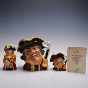 3pc Royal Doulton Character & Toby Jugs - Town Crier D6530, D6337, & D6920
