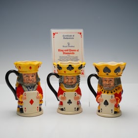 3pc Royal Doulton Toby Jugs, King and Queen Set